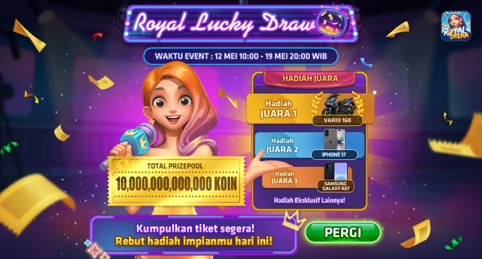Royal Lucky Draw Royal Dream 12–19 Mei | Prizepool 10 Triliun Koin & Hadiah Juara